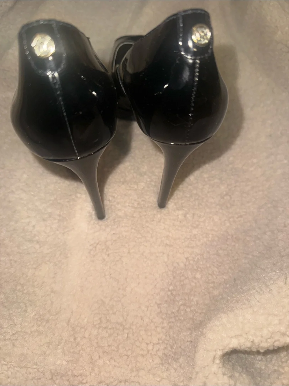 Michael Kors Black Patent Peep-Toe Heels